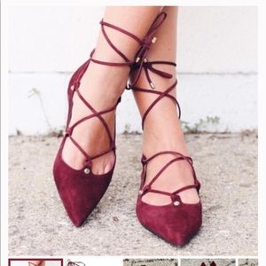 Halogen lace up burgundy flats
